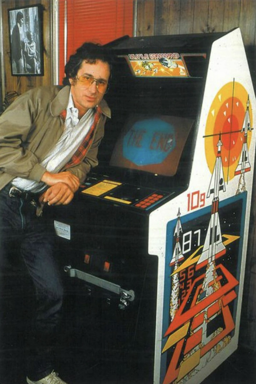 Steven Spielberg and some of his personal arcade games, early 1980s 